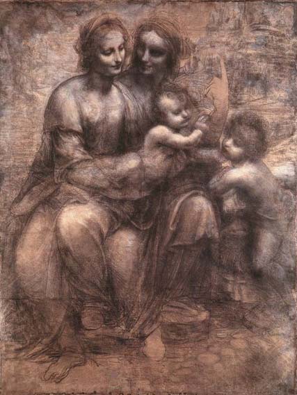 LEONARDO da Vinci Madonna and Child with St Anne and the Young St John
